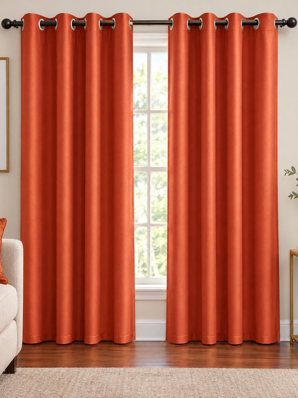 Blackout Grommet Window Curtains in Rust Color 54x84